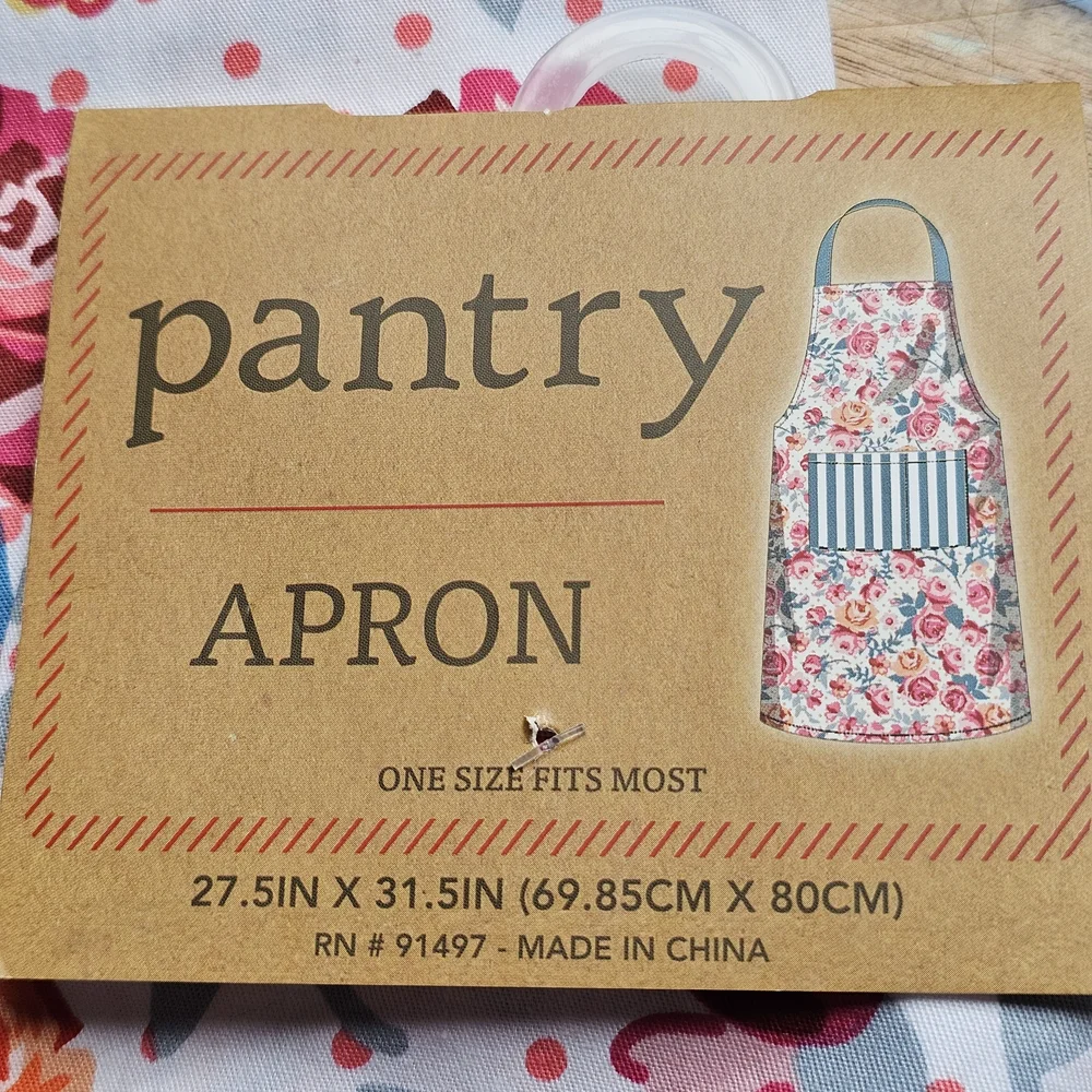 Pantry Cotton Floral Apron With Striped Pocket